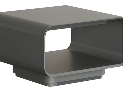 Moderne grå og sort design sofabord med åben hylde i minimalistisk stil