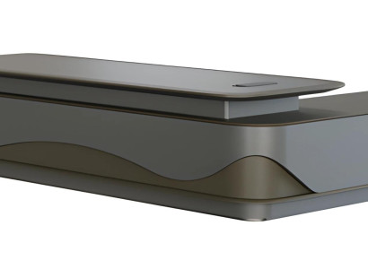 Moderne skrivebord i sort og grå design med bølgeeffekt