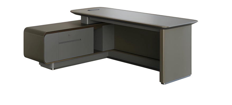 Moderne sort og grå hjørnebord med opbevaringsplads