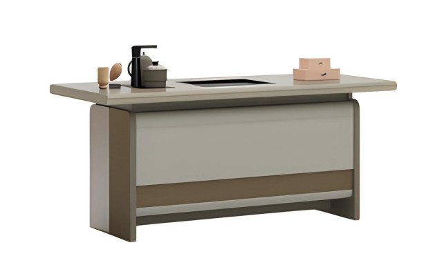 Moderne brun bord med praktisk opbevaringsplads og elegant design