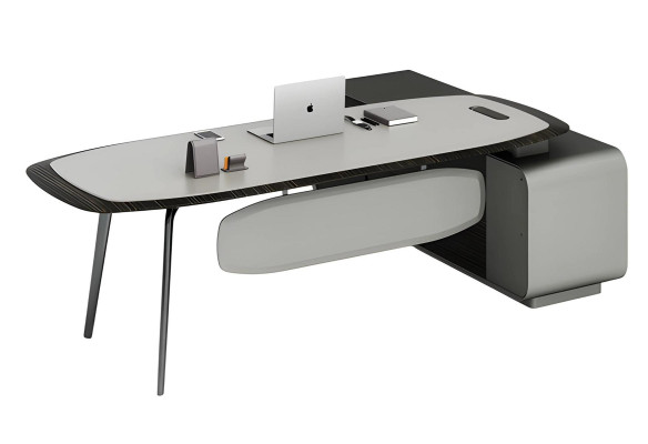 Moderne sort og grå bord med elegant design og opbevaringsplads