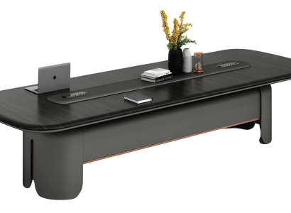 Moderne konferencebord Elegant design Sort plade Stort arbejdsområde