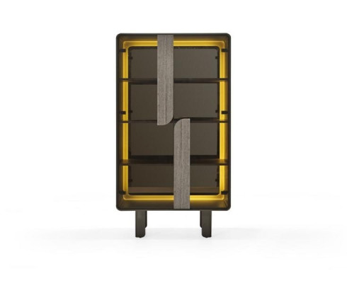 Elegant moderne vitrineskab i beige træ