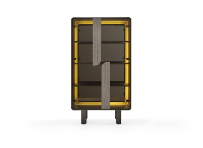 Elegant moderne vitrineskab i beige træ