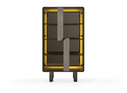 Elegant moderne vitrineskab i beige træ