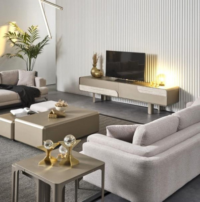 Moderne tv-møbel i beige træ