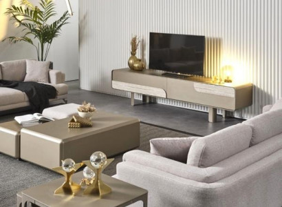 Moderne tv-møbel i beige træ