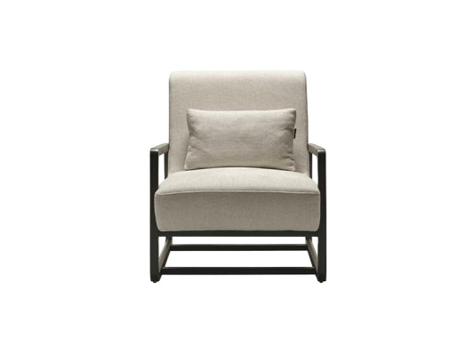 Moderne beige stof lænestol med træramme