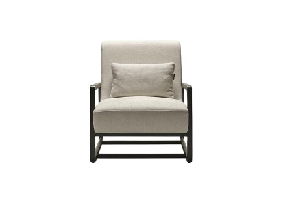 Moderne beige stof lænestol med træramme