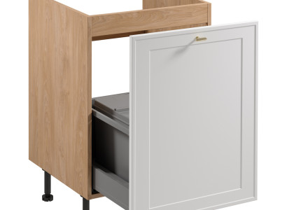 Køkkensystem til affaldssortering med skydeskabsplads