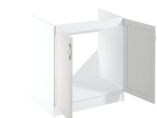 Mobil under vasken til hvidt køkken