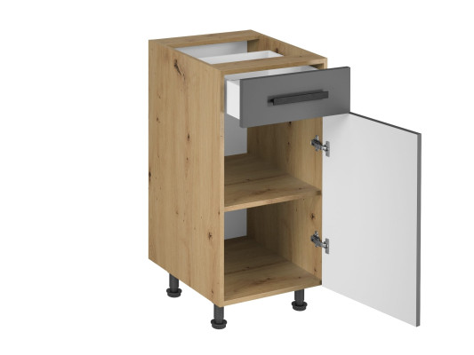 Køkkenskab med skuffer og hylder