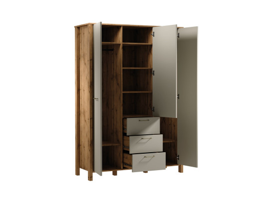 Garderobe med kroge, hylder og skuffer