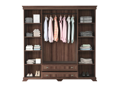 Stofskab med skuffer og tøjstang