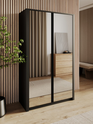 Tekstilskab med spejl og knagerække