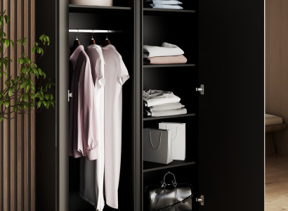 Tekstilskab med spejl og knagerække