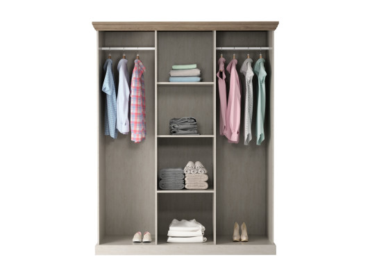 Multifunktionel tekstilskab med spejl og 2 tøjstænger