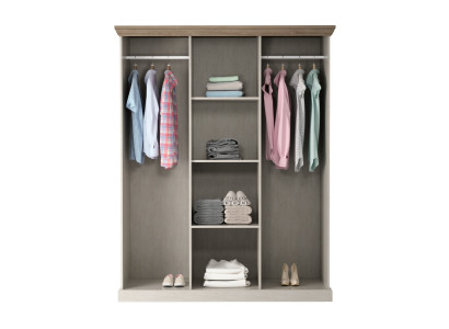 Multifunktionel tekstilskab med spejl og 2 tøjstænger