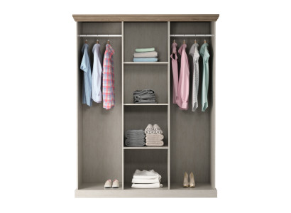 Multifunktionel tekstilskab med spejl og 2 tøjstænger