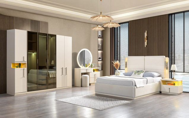 Moderne soveværelse ensemble seng skab natborde