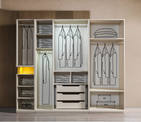 Moderne 251 cm garderobe til soveværelse