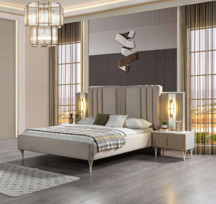 Elegant 3-delt møbel sæt med seng og natborde