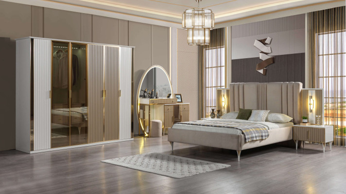 Moderne 6-delt sengesæt med natborde