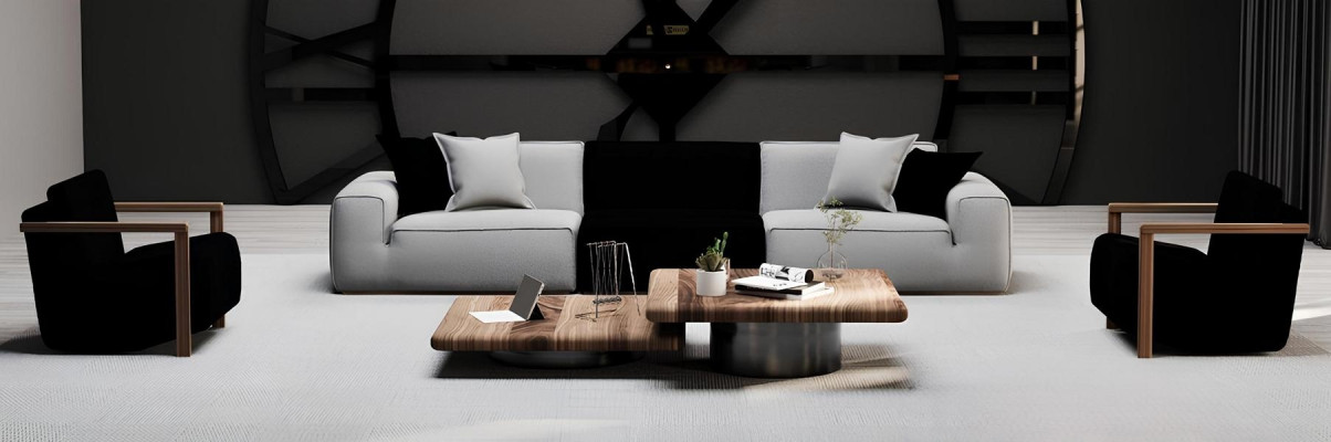 Sofa med 2 lænestole til en elegant stue