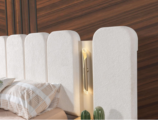 Nyt polstret seng til soveværelset med 2 natborde, sæt med 3 dele