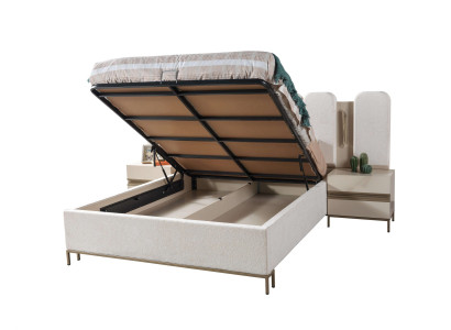 Nyt polstret seng til soveværelset med 2 natborde, sæt med 3 dele