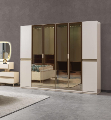 Moderne hjørneskab i mat glas med stort design