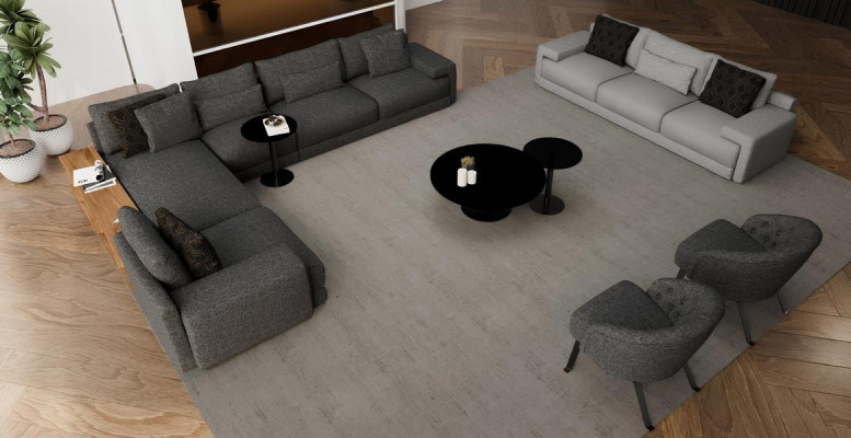 Elegant hjørnesofa med 2 stole, der forener harmoni og komfort