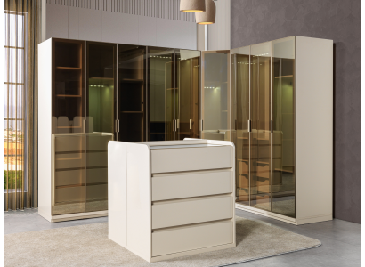 Modulær moderne hjørneskab med ø for soveværelse