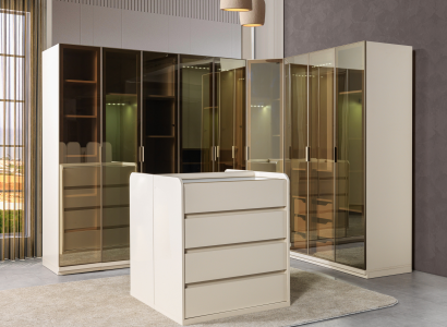 Modulær moderne hjørneskab med ø for soveværelse