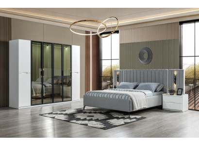 Komplet soveværelse ensemble 4 dele seng skab natborde træ