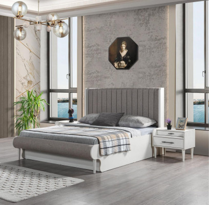 Elegant 3-delt møbelensemble med seng + 2 natborde