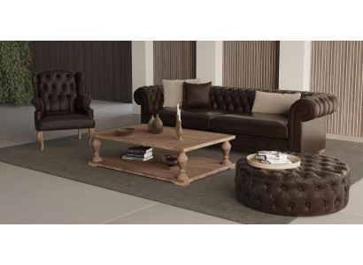 Elegant sofa, lænestol og puf. Ægte komfort