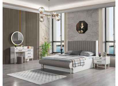 Moderne komplet soveværelse 5 dele. Seng, natborde, skab