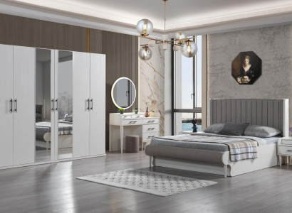 Komplet værelse 6 dele seng skab natborde moderne