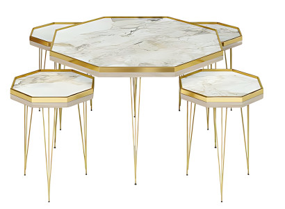 Sæt af 5 trækaffeborde