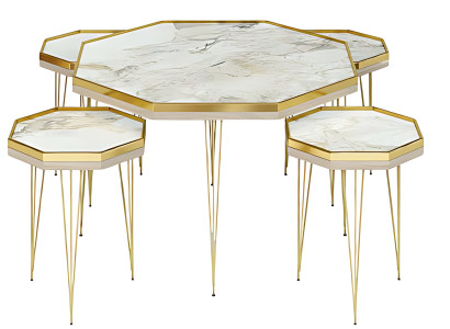 Sæt af 5 trækaffeborde