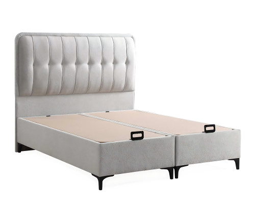 Nyt hvidt seng med stofmadras og træ