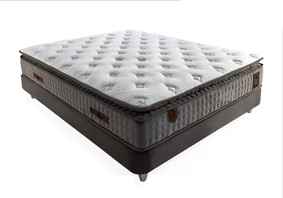 Beige træ seng med madras - Elegant møbel til soveværelset