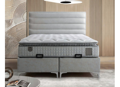 Moderne grå seng med elegant madras