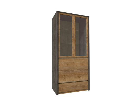 Køkkenbuffet vitrineskab med skuffe og hylder i glas