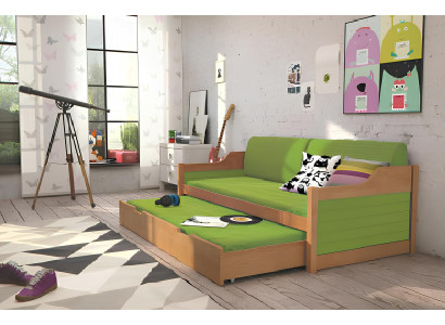 Sofa med sovefunktion og skuffer, dobbeltseng, køjeseng, David-senge