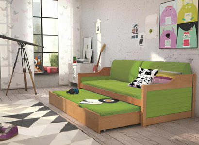 Sofa med sovefunktion og skuffer, dobbeltseng, køjeseng, David-senge