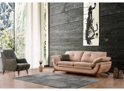 Polster Wohnzimmer Garnitur Designer Dreisitzer Luxus Textil Sessel 2tlg