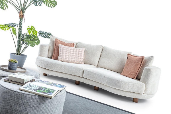 Designer Moderne Stue 3-personers Sofa Hvid Ensfarvet Luksus Stofsofa