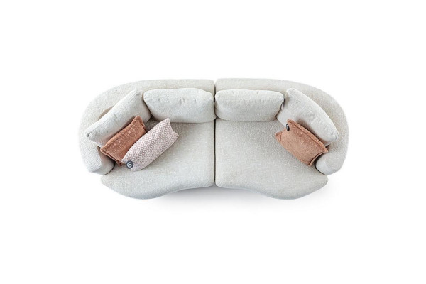Designer Moderne Stue 3-personers Sofa Hvid Ensfarvet Luksus Stofsofa